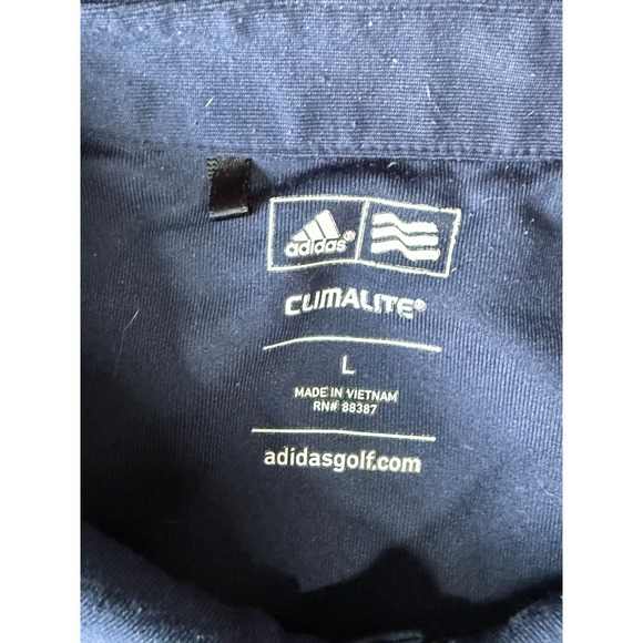 Adidas Golf Climalite Mens Large Long Sleeve Polo Shirt Navy Blue Striped - Picture 4 of 9